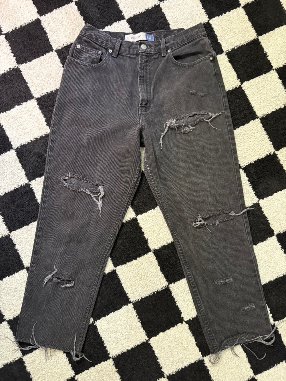 Vintage Y2K Gap Dark Grey Distressed High Rise Made in USA Jeans Women’s 30